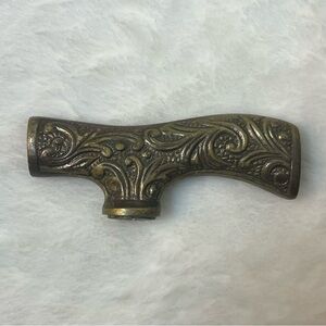 Antique Solid Brass Walking Derby Cane Handle Victorian Ornate Top